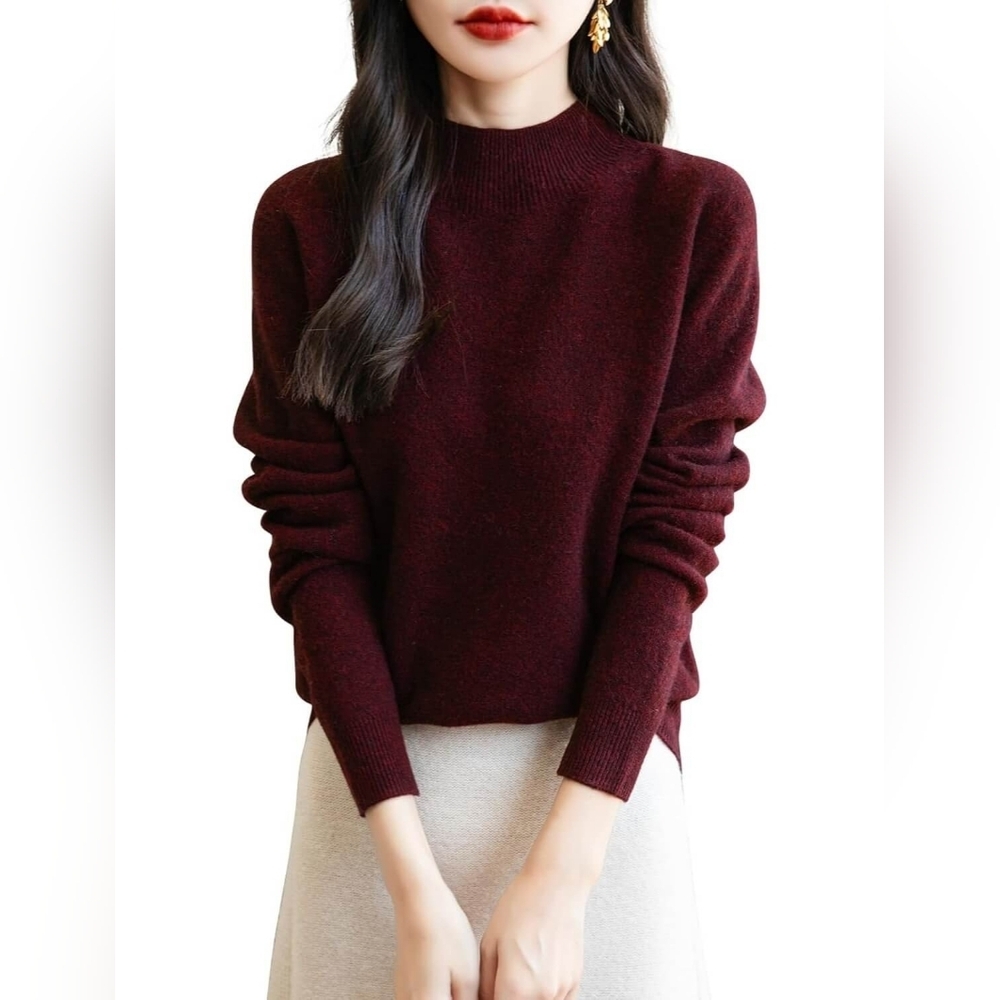 Chanyarn knit 100% Merino Wool Seamless Mockneck Sweater